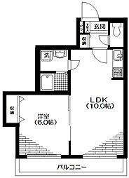 ベネレイト幡ヶ谷 2階1LDKの間取り