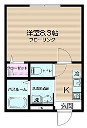 シャトレバレ町屋 1Kの間取図画像