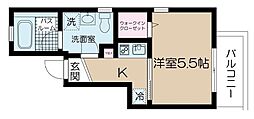 フォレストバレー豊町 1Kの間取図画像