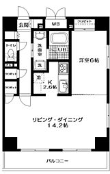 レクレドール豊洲 1LDKの間取図画像