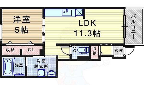 メゾン　コッティ ｜兵庫県尼崎市田能５丁目(賃貸アパート1LDK・1階・40.03㎡)の写真 その2