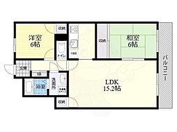 Plumber塚口　（プラマー塚口） 3階2LDKの間取り