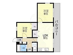 ラ・ピース栗山 2LDKの間取図画像