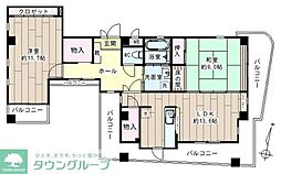 東武伊勢崎線 谷塚駅 徒歩14分の賃貸マンション 9階2LDKの間取り