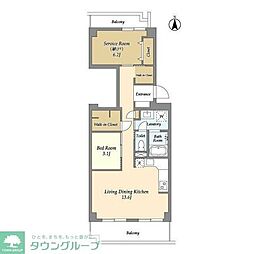 東武伊勢崎線 竹ノ塚駅 徒歩3分の賃貸マンション 5階1SLDKの間取り