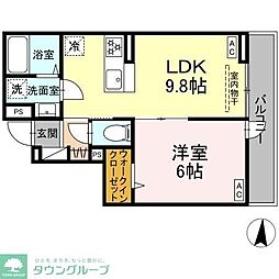 日暮里舎人ライナー 舎人公園駅 徒歩12分の賃貸アパート 3階1LDKの間取り