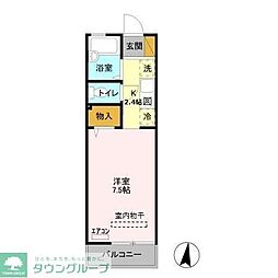東武伊勢崎線 新越谷駅 徒歩8分の賃貸アパート 1階1Kの間取り