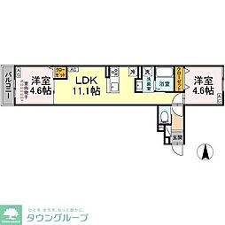 つくばエクスプレス 六町駅 徒歩12分の賃貸アパート 3階2LDKの間取り