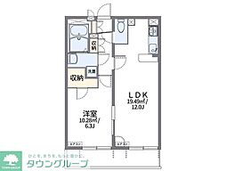 東京メトロ千代田線 北綾瀬駅 徒歩26分の賃貸マンション 3階1LDKの間取り