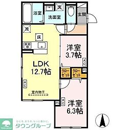 日暮里舎人ライナー 扇大橋駅 徒歩8分の賃貸アパート 3階2LDKの間取り