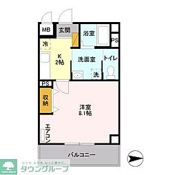 JR武蔵野線 越谷レイクタウン駅 徒歩2分の賃貸マンション 4階1Kの間取り
