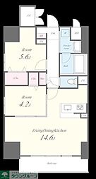 東武伊勢崎線 草加駅 徒歩6分の賃貸マンション 9階2LDKの間取り