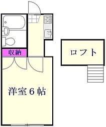 東武伊勢崎線 草加駅 徒歩20分の賃貸アパート 2階1Kの間取り