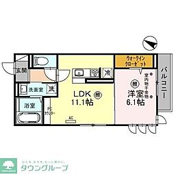 つくばエクスプレス 八潮駅 徒歩8分の賃貸アパート 1階1LDKの間取り