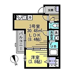 つくばエクスプレス 八潮駅 徒歩10分の賃貸アパート 1階1LDKの間取り