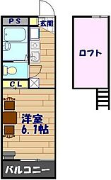 日暮里舎人ライナー 舎人公園駅 徒歩20分の賃貸アパート 2階1Kの間取り