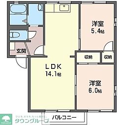 JR京浜東北・根岸線 川口駅 徒歩26分の賃貸アパート 2階2LDKの間取り