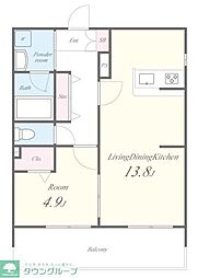 日暮里舎人ライナー 舎人駅 徒歩5分の賃貸アパート 2階1LDKの間取り