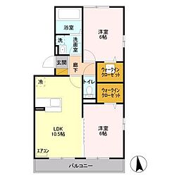 東武伊勢崎線 新田駅 バス15分 総合グラウンド前下車 徒歩2分の賃貸アパート 1階2LDKの間取り