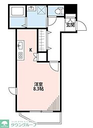 東武伊勢崎線 獨協大学前駅 徒歩20分の賃貸マンション 3階1Kの間取り
