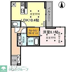 つくばエクスプレス 三郷中央駅 徒歩10分の賃貸アパート 2階1LDKの間取り