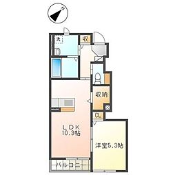 東武伊勢崎線 新田駅 徒歩16分の賃貸アパート 1階1LDKの間取り