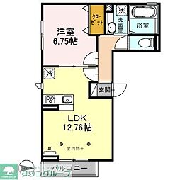 日暮里舎人ライナー 見沼代親水公園駅 徒歩7分の賃貸アパート 2階1LDKの間取り