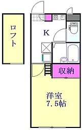 JR武蔵野線 吉川美南駅 徒歩10分の賃貸アパート 1階1Kの間取り