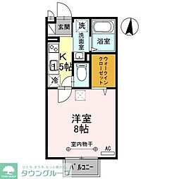 つくばエクスプレス 八潮駅 徒歩20分の賃貸アパート 1階1Kの間取り