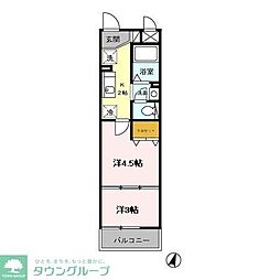 東武伊勢崎線 せんげん台駅 徒歩6分の賃貸アパート 2階2Kの間取り