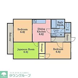 東武伊勢崎線 せんげん台駅 徒歩5分の賃貸アパート 3階3DKの間取り