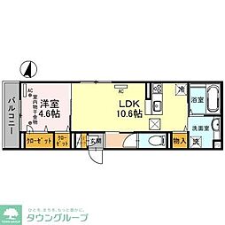 つくばエクスプレス 八潮駅 徒歩16分の賃貸アパート 1階1LDKの間取り