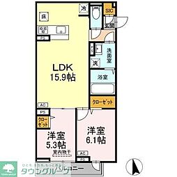 セレスティア竹ノ塚II 2LDKの間取図画像