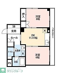 レナジア保木間 2LDKの間取図画像