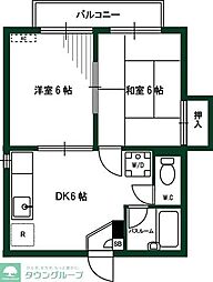 A.B.タウンパレス 2DKの間取図画像