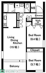 カーサ・トリアーデ 2LDKの間取図画像