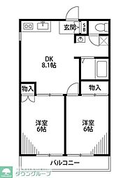 レナジア保木間 2DKの間取図画像