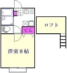 フィッリオドゥーエ 1Kの間取図画像