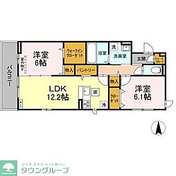 アークハウス竹の塚 2LDKの間取図画像