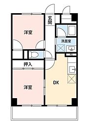 アルデール三郷B棟 2DKの間取図画像