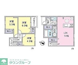 越谷市大沢3丁目アパート 3LDKの間取図画像