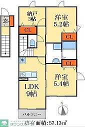 コーポリリィ 2SLDKの間取図画像