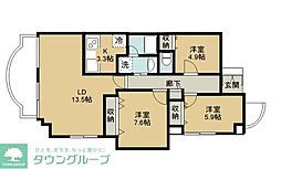 エクレール草加 3LDKの間取図画像