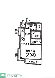 シャトー東武新善 ワンルームの間取図画像