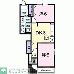シュトラウス 2DKの間取図画像