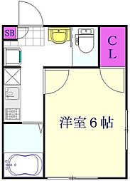リブレ谷塚 1Kの間取図画像