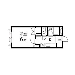 ラフォーレ八木山 1Kの間取図画像