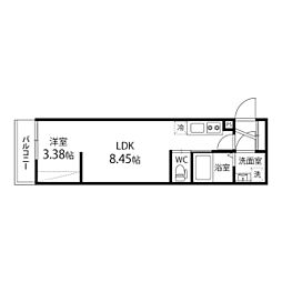 ドレスローザ 1階1LDKの間取り