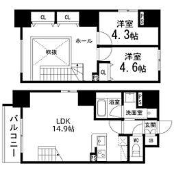 ラ・リューシュ仙台 9階2LDKの間取り