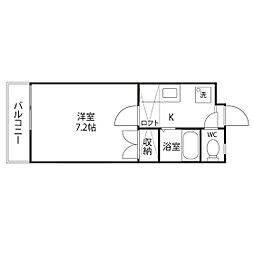 メイプル・リーフ 1Kの間取図画像
